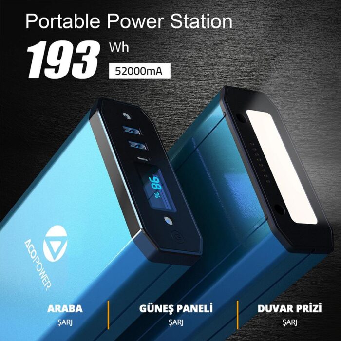 Acopower X230 14.8Volt 13Amper Li-ion Yedek Buzdolabı Aküsü + Powerbank + LED Lamba - Görsel 2