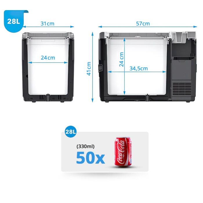 Acopower VX28 12/24/220Volt Akülü/Kablolu 28Litre Kompresörlü Outdoor Oto Buzdolabı + Powerbank + LED Lamba - Görsel 5