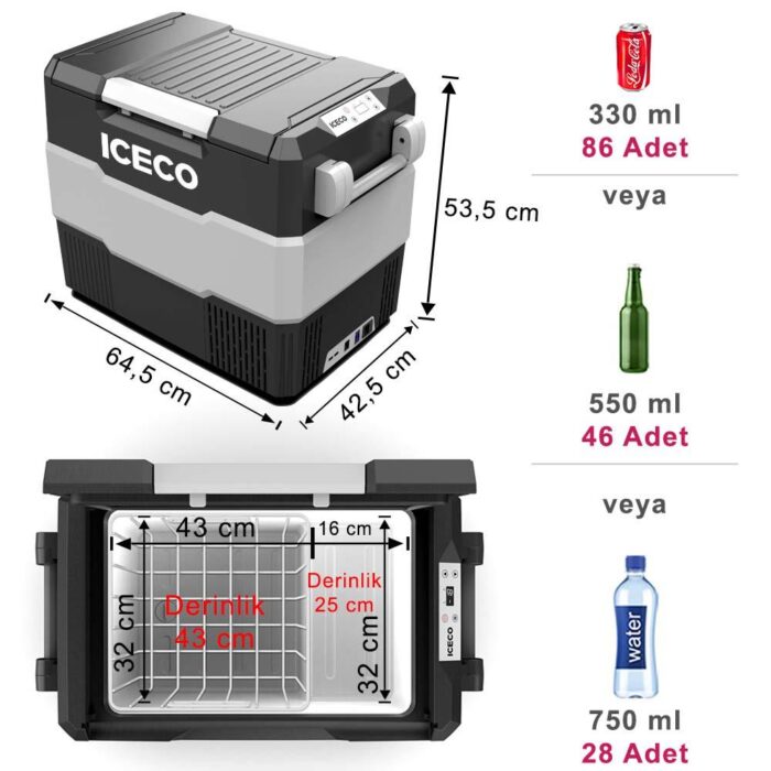 ICECO YCD60S 12/24Volt 56 Litre Outdoor Kompresörlü Oto Buzdolabı - Görsel 10