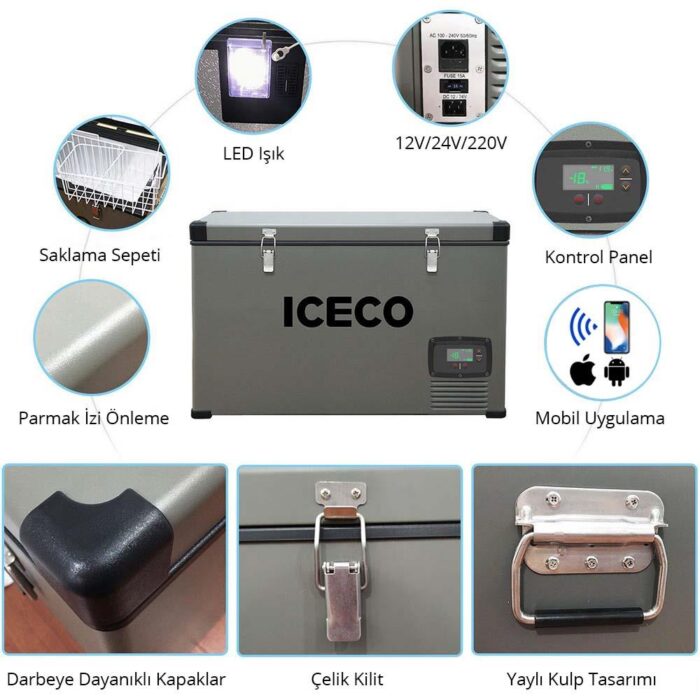 ICECO YCD99 12/24Volt 220Volt 99 Litre Tek Bölmeli Outdoor Kompresörlü Oto Buzdolabı/Dondurucu - Görsel 9