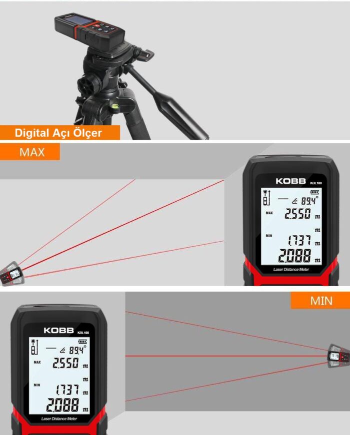 KOBB KBL100 100m Profesyonel Li-ion Şarjlı Lazer Metre - Görsel 9