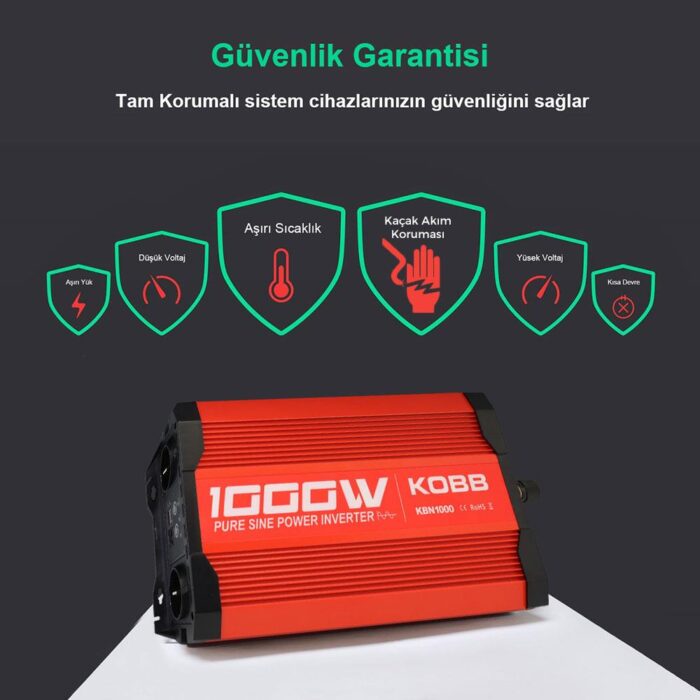 KOBB KBN1000 12V/220V 1000Watt Tam Sinüs Dönüştürücü İnvertör - Görsel 5