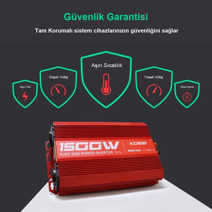 KOBB KBN1500 12V/220V 1500Watt Tam Sinüs Dönüştürücü İnvertör - Görsel 5