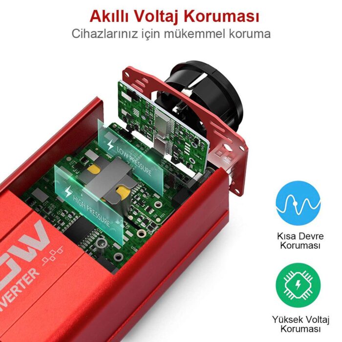 KOBB KBN300 12V/220V 300Watt Modifiye Sinüs Dönüştürücü İnvertör - Görsel 6