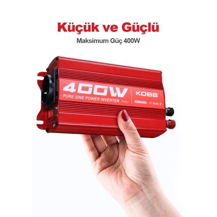 KOBB KBN400 12V/220V 400Watt Tam Sinüs Dönüştürücü İnvertör - Görsel 4