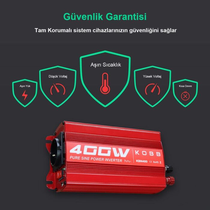 KOBB KBN400 12V/220V 400Watt Tam Sinüs Dönüştürücü İnvertör - Görsel 8