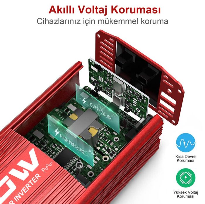 KOBB KBN750 12V/220V 750Watt Tam Sinüs Dönüştürücü İnvertör - Görsel 4