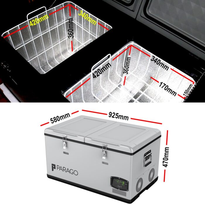 Parago PG95 12/24Volt 95 Litre Çift Bölmeli Outdoor Kompresörlü Oto Buzdolabı - Görsel 8