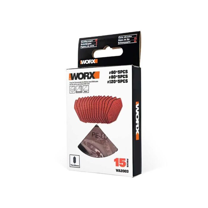 WORX WA2003 76x30mm 60, 80, 120 Kum, 15 Adet Cırtlı Universal Mouse Parmak Zımpara Kâğıdı Seti - Görsel 3