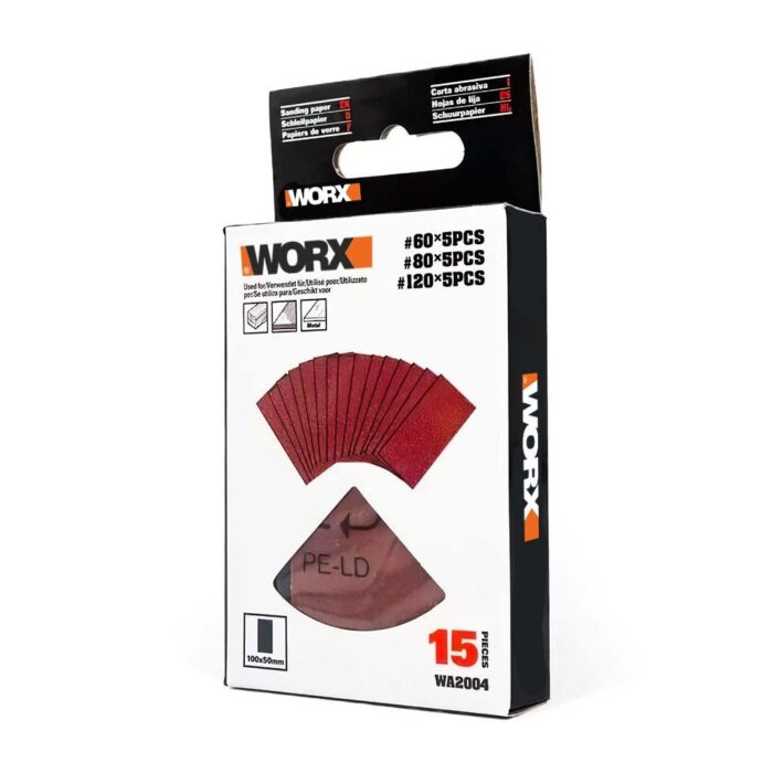 WORX WA2004 100x50mm 60, 80, 120 Kum, 15 Adet Cırtlı Universal Zımpara Kâğıdı Seti - Görsel 3
