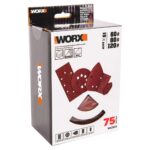 WORX WA2028 60, 80, 120 Kum, Metal ve Ahşap 75 Adet Cırtlı Zımpara Kâğıdı Seti - Görsel 3