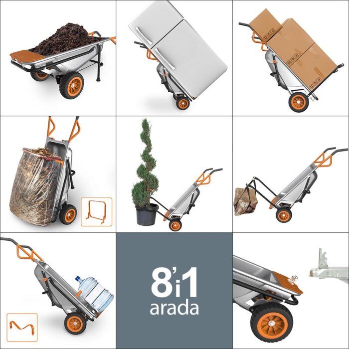 WORX WG050 100Lt./136Kg. Profesyonel Çok Amaçlı El Arabası, Taşıma Arabası - Görsel 3