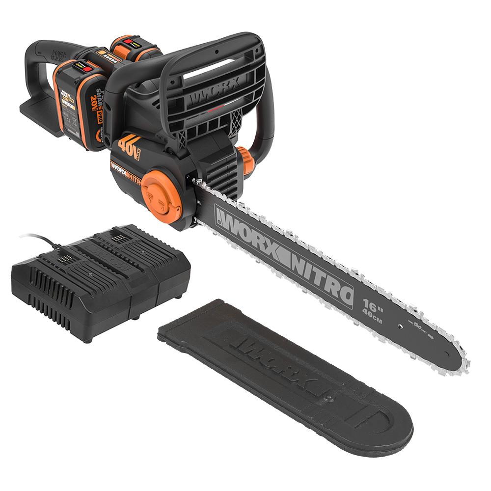 worx-wg385e-40volt-4-0ah-li-ion-40cm-profesyonel-sarjli-komursuz-zincirli-testere-14624 WORX WG385E 40Volt 4.0Ah Li-ion 40CM Profesyonel Şarjlı Kömürsüz Zincirli Testere - Görsel 1