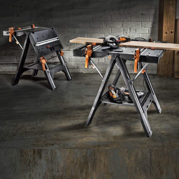 WORX WX051 Çok Fonksiyonlu Katlanabilir Çalışma Tezgâhı + 2 Adet Tetik İşkence - Görsel 3