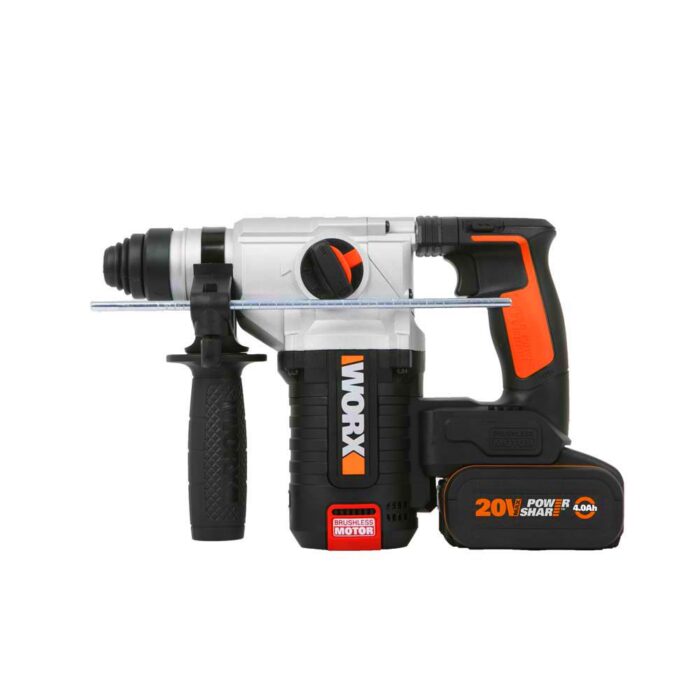 WORX WX380 20Volt 4.0Ah. 2.2J Li-ion Çift Akülü Şarjlı Profesyonel SDS-Plus Pnömatik Kırıcı/Delici - Görsel 2