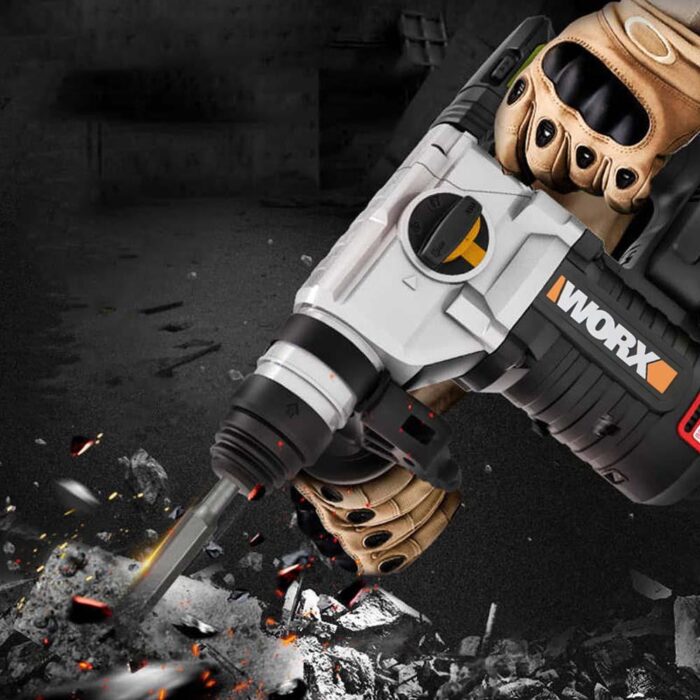 WORX WX380 20Volt 4.0Ah. 2.2J Li-ion Çift Akülü Şarjlı Profesyonel SDS-Plus Pnömatik Kırıcı/Delici - Görsel 9