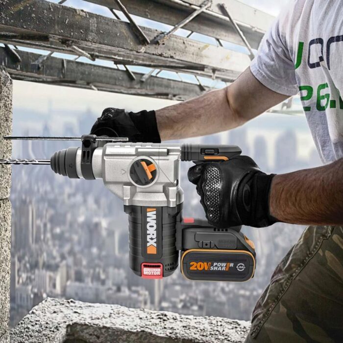 WORX WX380.9 20Volt 2.2J Profesyonel SDS-Plus Pnömatik Kırıcı/Delici (Akü Dahil Değildir) - Görsel 5