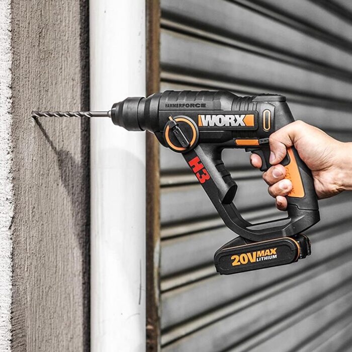 WORX WX390.9 20Volt 1.2J Profesyonel SDS-Plus Pnömatik Şarjlı Matkap + 8 Adet Uç + Mandren (Akü Dahil Değildir) - Görsel 5