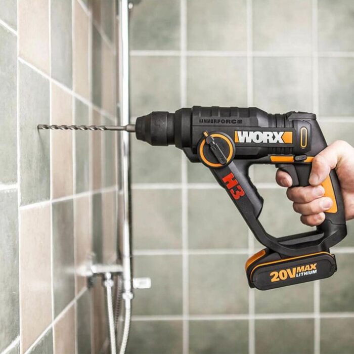 WORX WX390.9 20Volt 1.2J Profesyonel SDS-Plus Pnömatik Şarjlı Matkap + 8 Adet Uç + Mandren (Akü Dahil Değildir) - Görsel 8
