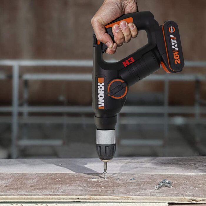 WORX WX394.3 20Volt 2.0Ah. Li-ion 1.5J Profesyonel SDS-Plus Pnömatik Şarjlı Matkap + 9 Adet Uç + Mandren - Görsel 6