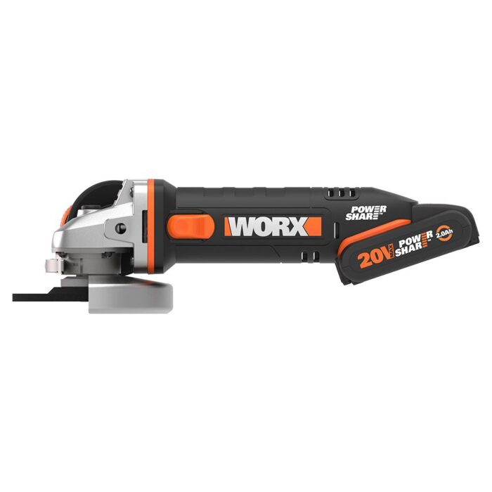 WORX WX800 20Volt 2.0 Ah. Li-ion Çift Akülü 115mm Profesyonel Şarjlı Avuç Taşlama - Görsel 2