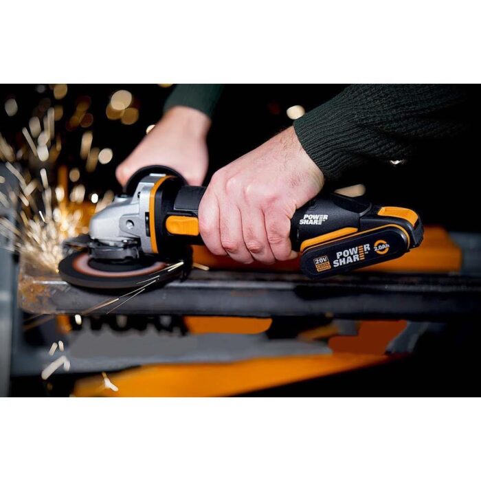 WORX WX800 20Volt 2.0 Ah. Li-ion Çift Akülü 115mm Profesyonel Şarjlı Avuç Taşlama - Görsel 3