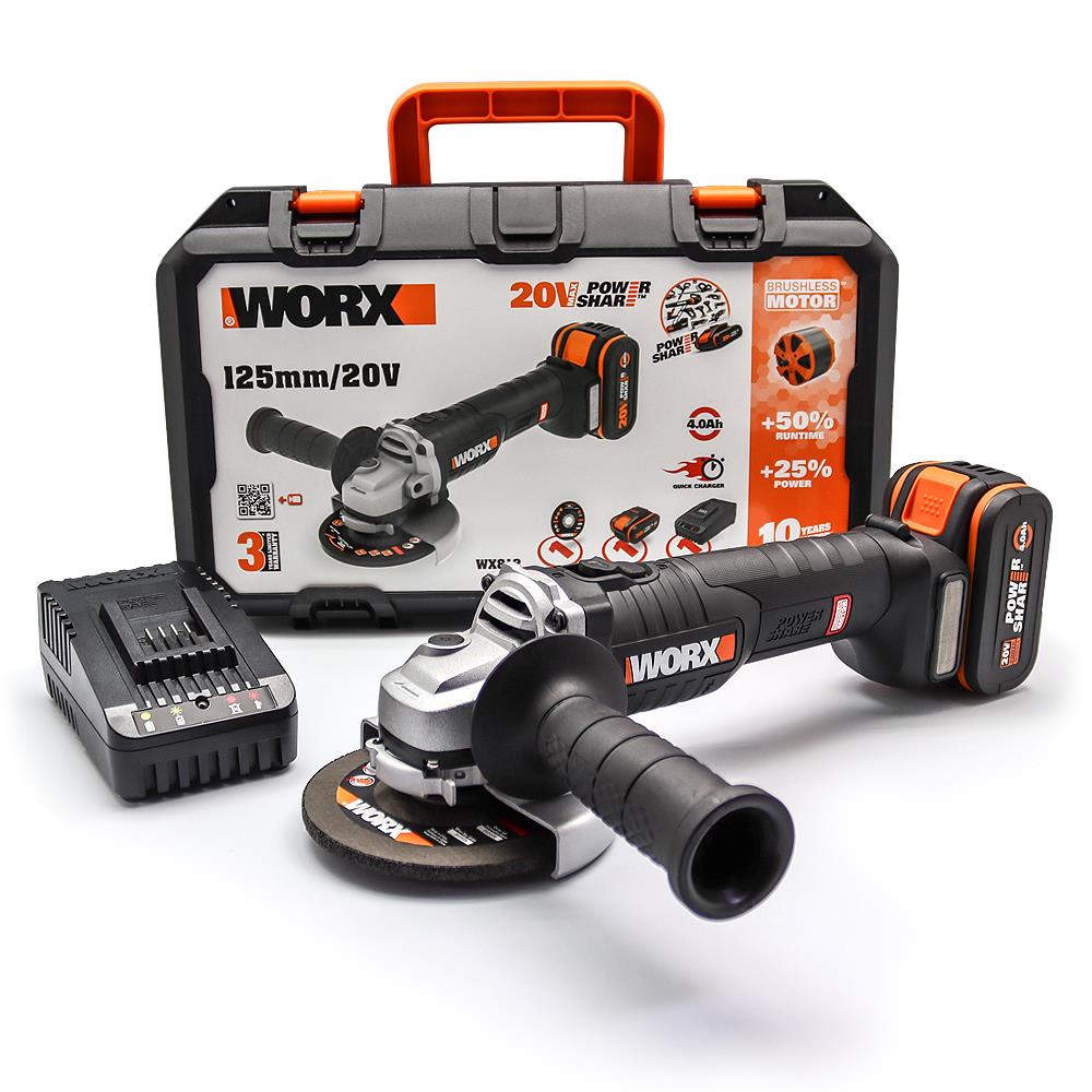 worx-wx812-20volt-4-0ah-125mm-komursuz-profesyonel-sarjli-avuc-taslama-14218 WORX WX812 20Volt 4.0Ah. 125mm Kömürsüz Profesyonel Şarjlı Avuç Taşlama - Görsel 1