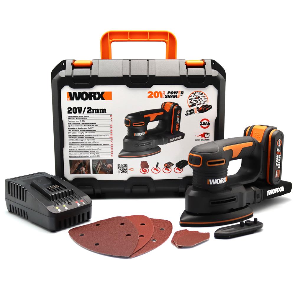 worx-wx822-20volt-2-0ah-li-ion-sarjli-profesyonel-ucgen-mouse-zimpara-14230 WORX WX822 20Volt 2.0Ah. Li-ion Şarjlı Profesyonel Üçgen Mouse Zımpara - Görsel 1